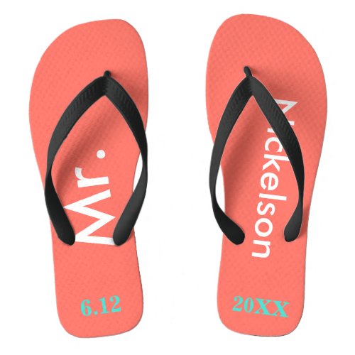 Groom Mr Coral Flip Flops