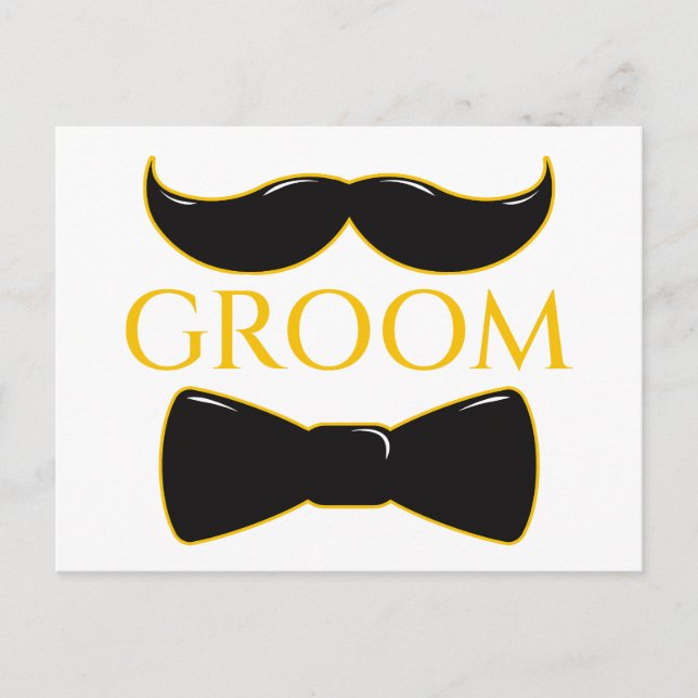 Groom Mustache And Bow Tie Postcard (Front)