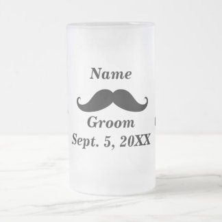 Groom Mustache and Top Hat Frosted Glass Mug