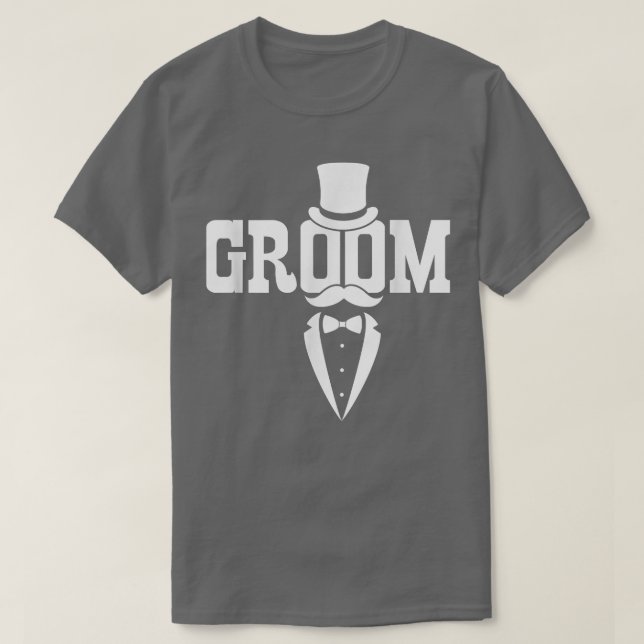 Groom Mustache Hat Wedding Bachelor Party Husband  T-Shirt (Design Front)