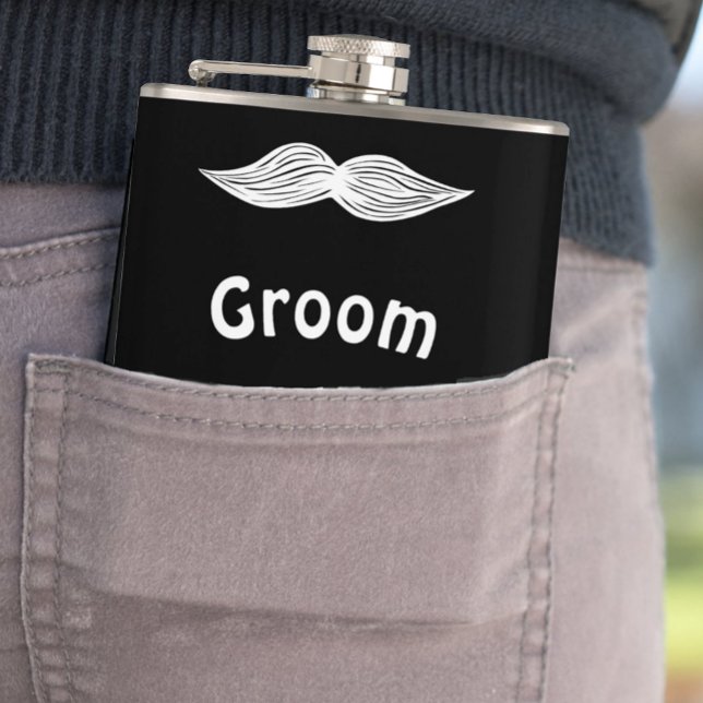 Groom Mustache Hipster Wedding Flask (Creator Uploaded)
