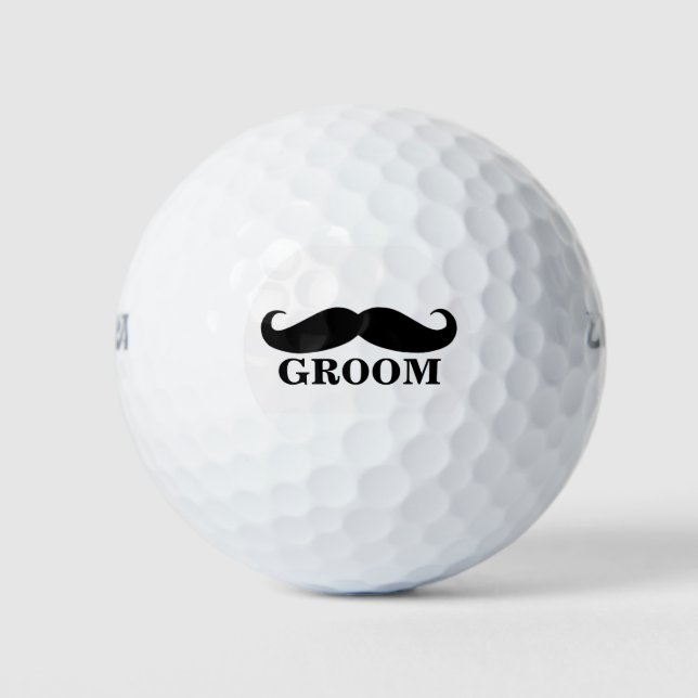 Groom Mustache Wedding Favors Personalized Golf Balls (Front)