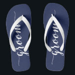Groom Navy Blue Wedding Party Flip Flops Wide<br><div class="desc">Groom modern navy blue wedding party flip flops in a wide fit,  featuring a clean and stylish design. Perfect for the groom and wedding party,  these comfortable flip flops are ideal for receptions,  dancing and relaxing while celebrating in comfort.</div>