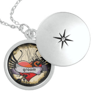 Groom Necklace Grunge Burnt Parchment