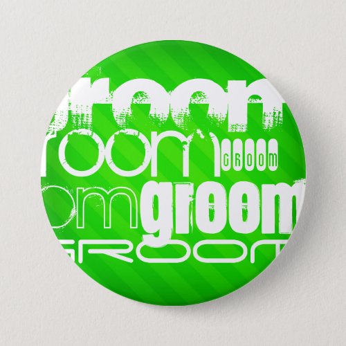 Groom Neon Green Stripes Button