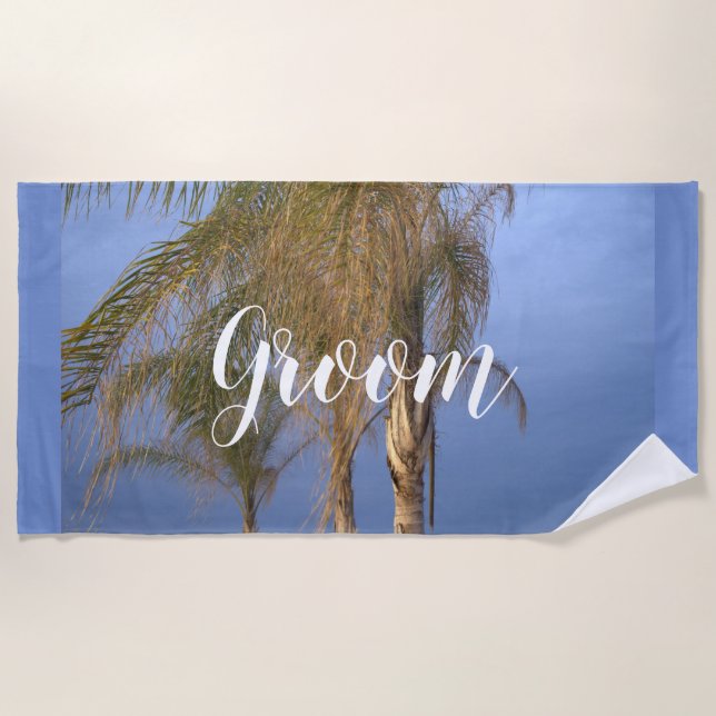 Groom Palm Trees Beach Towel (Front)