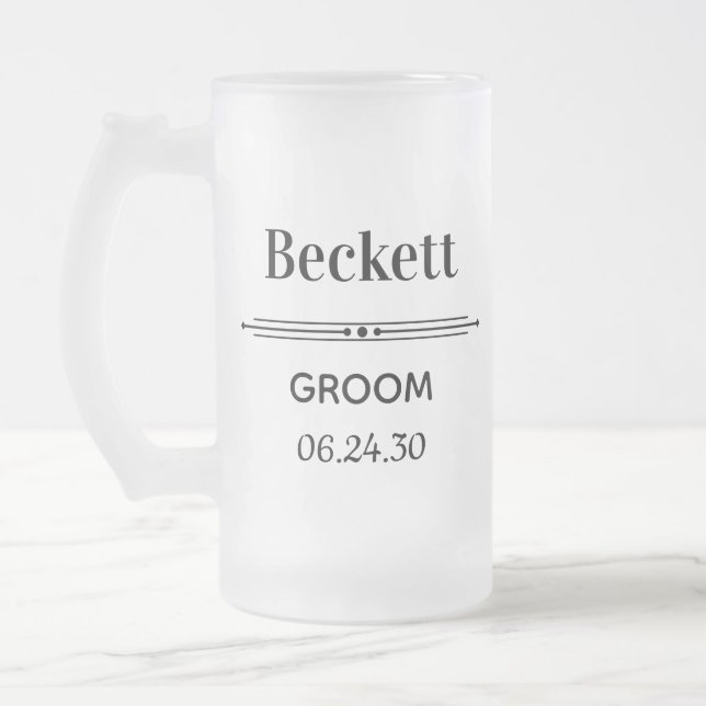 Groom Personalized Frosted Glass Beer Mug (Left)