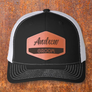 Groom! Personalized patch wedding party hat
