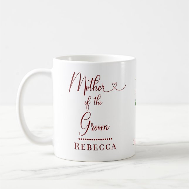 Groom Pink Peony Wedding Coffee Mug (Left)