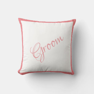 Groom Pink Script Chic Wedding Throw Pillow