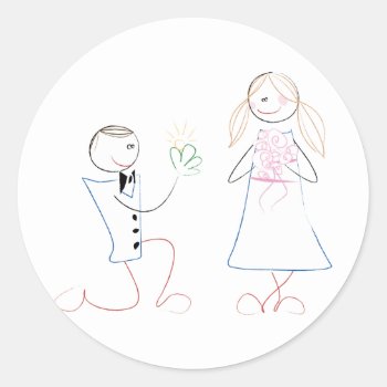 Groom Proposing To Bride Wedding Stickers by stampgallery at Zazzle