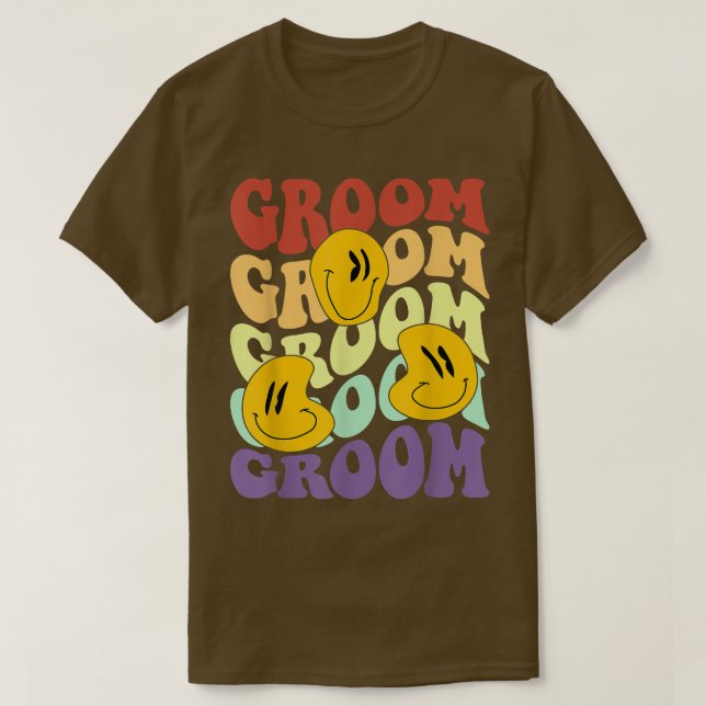 groom retro smile face wedding celebration bachelo T-Shirt (Design Front)