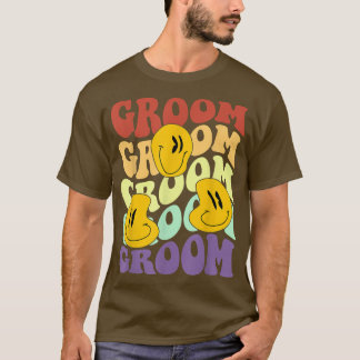 groom retro smile face wedding celebration bachelo T-Shirt