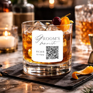 Groom’s Favorite QR Code Wedding Drink Square Sticker