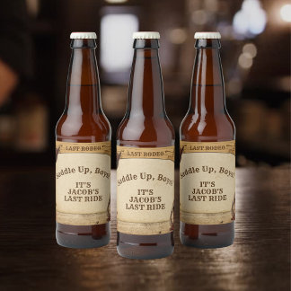 Groom’s Last Rodeo Saddle Up Boys Bachelor Party Beer Bottle Label