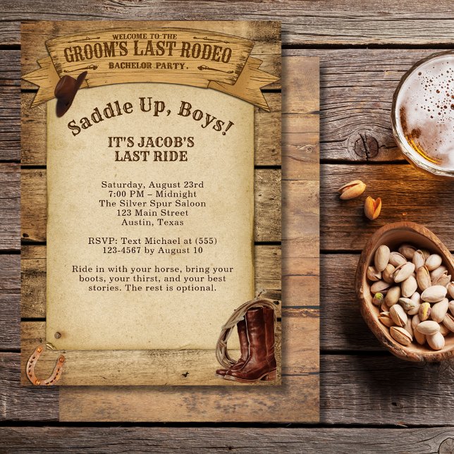 Groom’s Last Rodeo Saddle Up Boys Bachelor Party Invitation (Groom’s Last Rodeo Saddle Up Boys Bachelor Party Invitation)