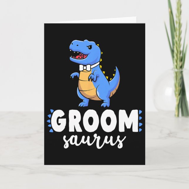Groom Saurus Dinosaur Engagement Wedding Couples M Card (Front)