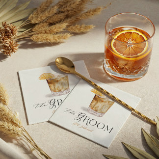 Groom Signature Cocktail Watercolor Wedding Drink Napkins