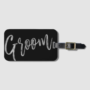 Groom Silver Foil Luggage Bag Tag