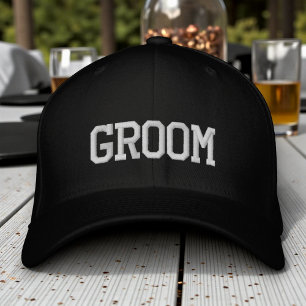 Groom Simple Modern Typography Wedding Custom Embroidered Baseball Cap