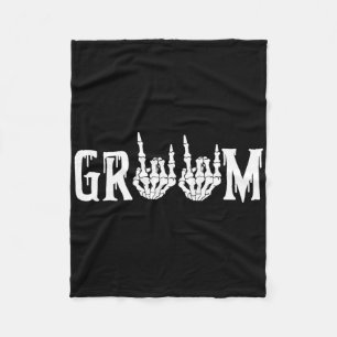 Groom Skeleton Rock Hand Halloween Wedding Bachelo Fleece Blanket