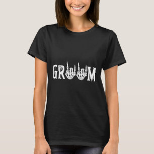 Groom Skeleton Rock Hand Halloween Wedding Bachelo T-Shirt