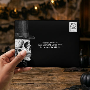 Groom Skull Formal Gothic Black Envelope