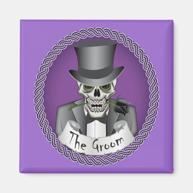 Groom Skull-Purple Magnet (Front)