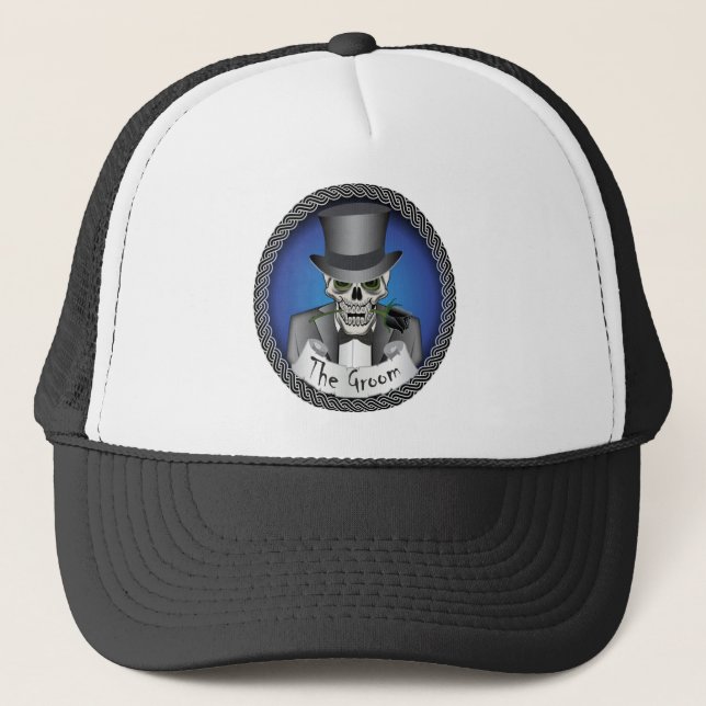 Groom Skull Trucker Hat (Front)