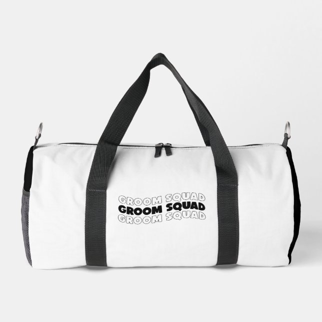 GROOM  SQUAD Black White  Duffle Bag (Back)