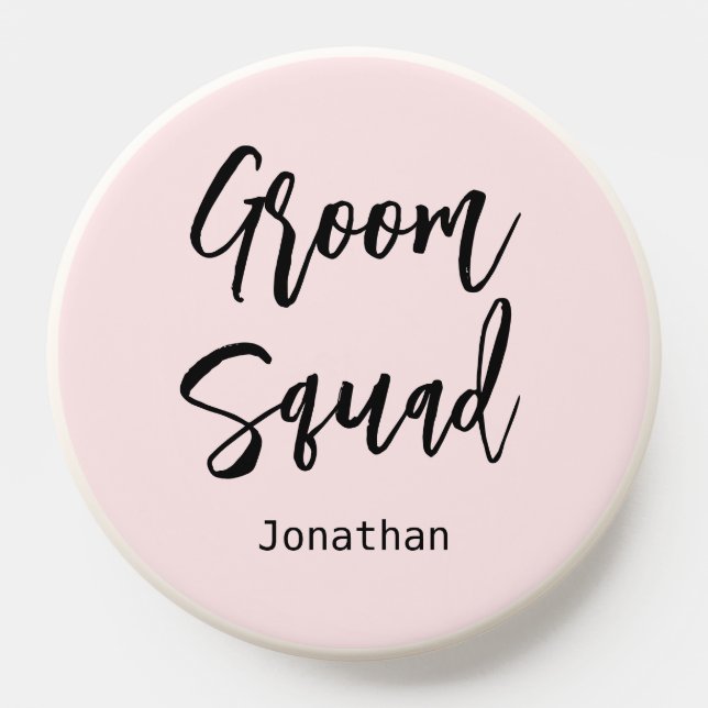 Groom Squad Blush Pink Black Wedding PopSocket (Popsocket)
