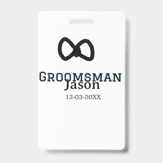 Groom Squad groomsman bachelorette party add name  Badge (Front)