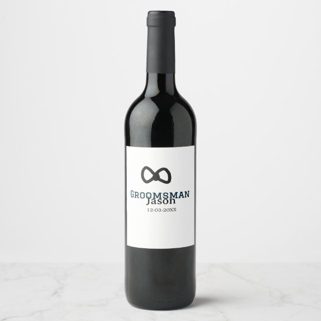 Groom Squad groomsman bachelorette party add name  Wine Label (Front)