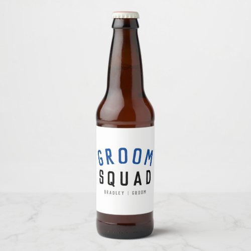 Groom Squad  Modern Bachelor Groomsman Stylish Beer Bottle Label