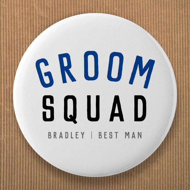 Groom Squad | Modern Bachelor Groomsman Stylish Button (Creator Uploaded)