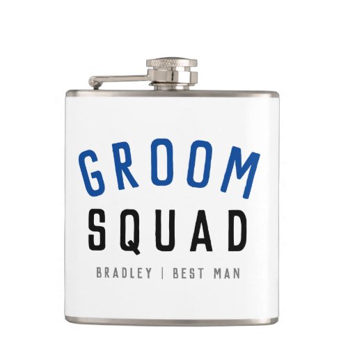 Groom Squad  Modern Bachelor Groomsman Stylish Flask