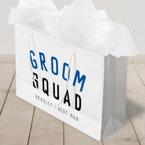 Groom Squad  Modern Bachelor Groomsman Stylish Large Gift Bag