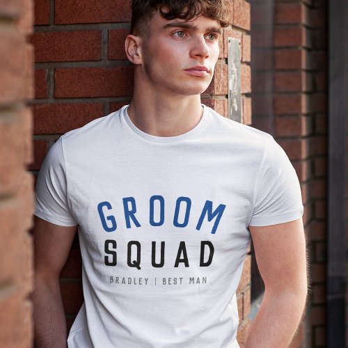 Groom Squad  Modern Bachelor Groomsman Stylish T_Shirt