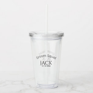 Groom squad name date year bold letter bachelorett acrylic tumbler
