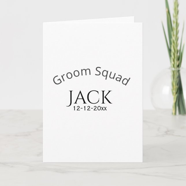 Groom squad name date year bold letter bachelorett card (Front)