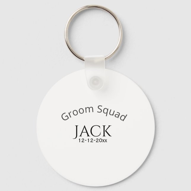 Groom squad name date year bold letter bachelorett keychain (Front)