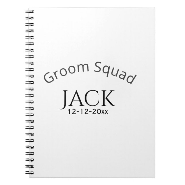 Groom squad name date year bold letter bachelorett notebook (Front)