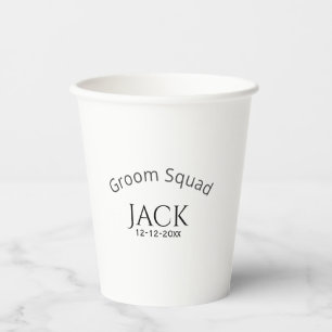 Groom squad name date year bold letter bachelorett paper cups