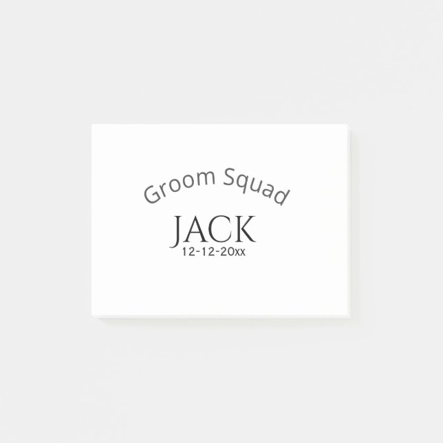 Groom squad name date year bold letter bachelorett post-it notes (Front)