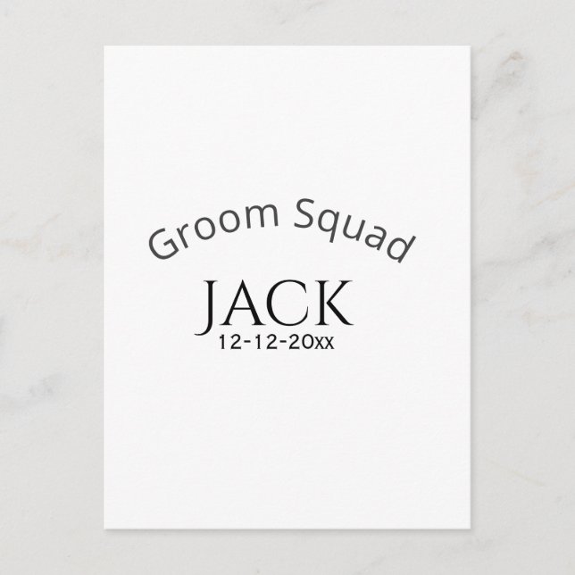 Groom squad name date year bold letter bachelorett postcard (Front)
