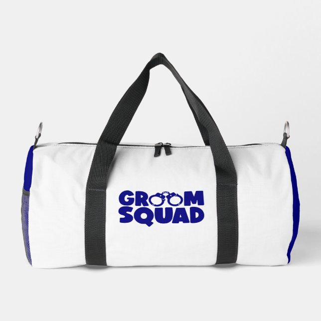 GROOM  SQUAD Navy White Duffle Bag (Back)