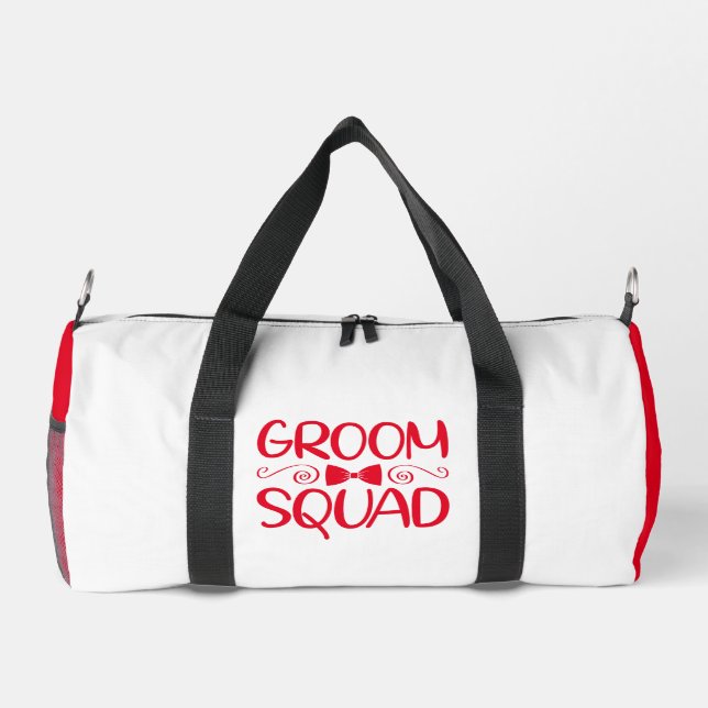 GROOM  SQUAD Red White  Duffle Bag (Back)
