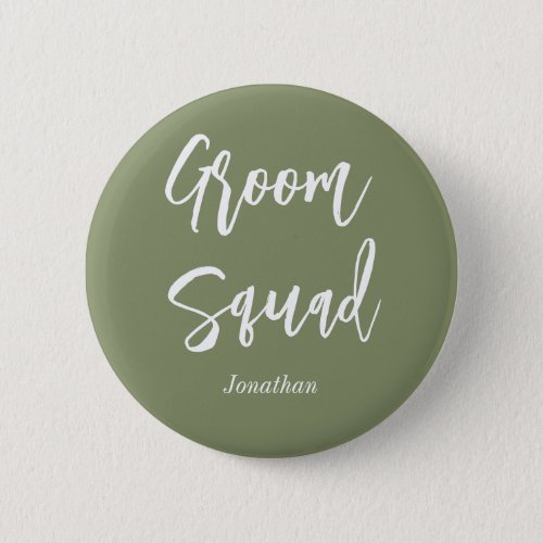 Groom Squad Sage Green White Button