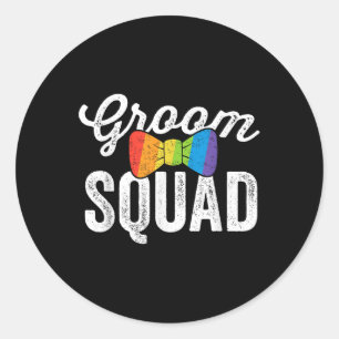 Groom Squad Shirt Lgbt Pride Gay Bachelor Wedding Classic Round Sticker