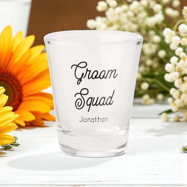 Groom Squad Wedding Black White  Shot Glass (Creator Uploaded)